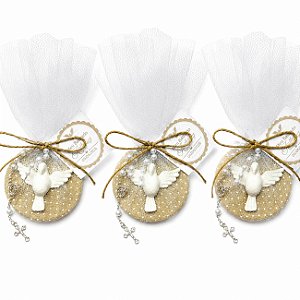 Lembrancinha De Batizado Espírito Santo Ímã Personalizado com Terço