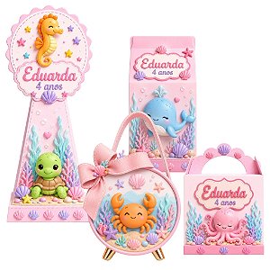 Kit personalizado fundo do mar 3D