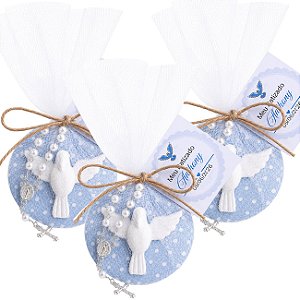 Lembrancinha de Batizado com Divino Espírito Santo – Ímã Decorativo Azul para Menino