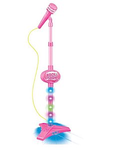Microfone Pedestal Infantil Rock Show Rosa Dm Toys Feminino
