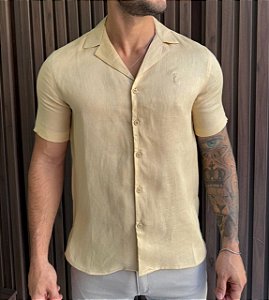 CAMISA MC 100% LINHO CARAMELO