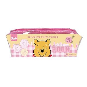 Estojo c/ Tintas para Tecido + Pincel - Ursinho Pooh