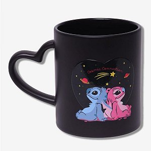 Caneca Magic Coração Stitch e Angel Namorados 300ml