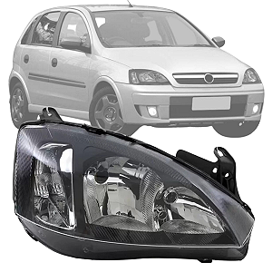 FAROL CORSA 2008 A 2012 MONTANA LADO DIREITO MASCARA NEGRA