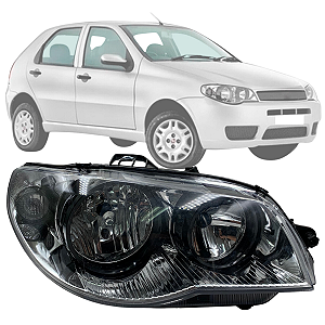 FAROL PALIO 2004 A 2011 MÁSCARA CROMADA ARO PRETO LD DIREITO