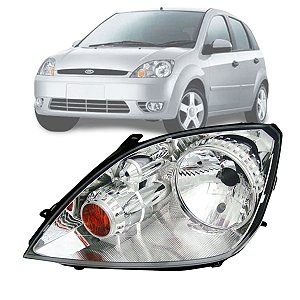 FAROL CROMADO FORD FIESTA 2003 A 2007 LADO ESQUERDO