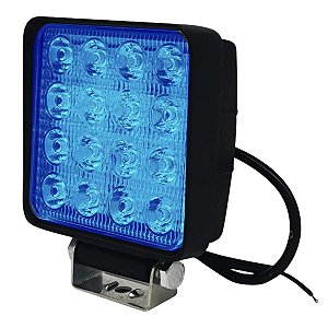 FAROL DE LED  16 LEDS 48W 10V - 80V LUZ AZUL COM SUPORTE