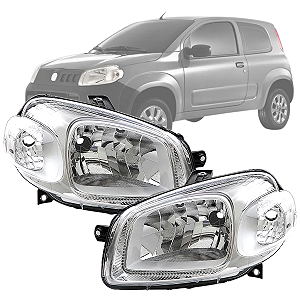 PAR FAROL NOVO FIAT UNO VIVACE 2010 A 2014 CROMADO
