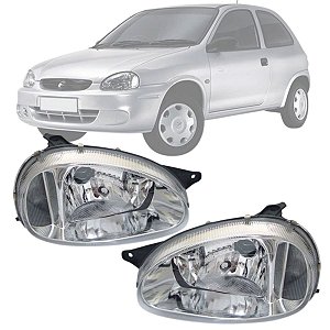 PAR DE FAROL CORSA WIND CLASSIC E PICKUP 1994 A 1999 CROMADO