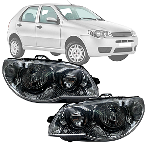 PAR FAROL PALIO 2004 A 2011 MÁSCARA CROMADA ARO PRETO