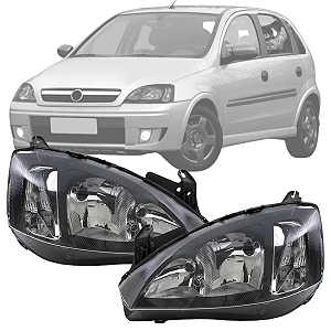 PAR DE FAROL CORSA E MONTANA 2003 A 2011 MASCARA NEGRA