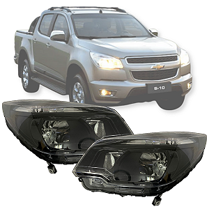 FAROL PRINCIPAL MASCARA NEGRA S10 LT 2012 EM DIANTE ESQUERDO
