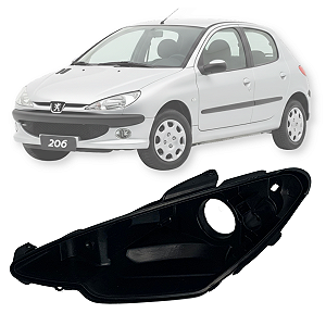 CARCAÇA PRETA FAROL SIMPLES PEUGEOT 206 2005 Á 2008 DIREITO