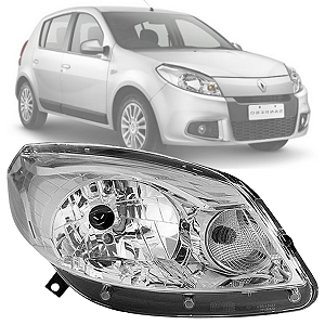 FAROL DIANTEIRO SANDERO 2012 A 2014 CROMADO LADO DIREITO