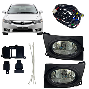 KIT FAROL DE MILHA HONDA CIVIC 2007 A 2008 AUXILIAR C/ GRADE