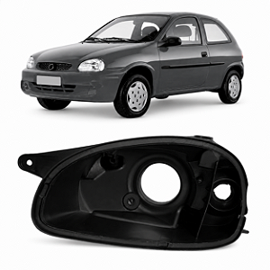 CARCAÇA FAROL DIANTEIRO CORSA 19994-2009 LADO ESQUERDO PRETA