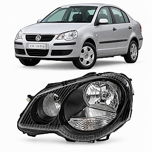 FAROL POLO MANUAL 2007 A 2014 MASCARA NEGRA LADO ESQUERDO