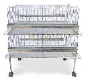 Kit 2 Gaiola Codorna Gigante Poedeira Base Bateria 40 Aves