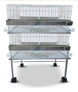 Kit 2 Viveiro Gaiola Codorna Suporte Base Até 40 Aves Chapa