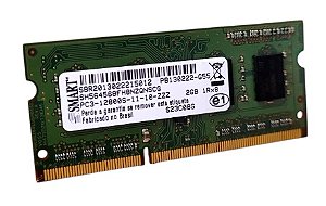 Memoria Smart ddr3 2GB notebook frequência 10600/1333