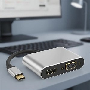 Adaptador Usb 3.0 Tipo C Hdmi 4k Vga 5 In1 Para Macbook Otg
