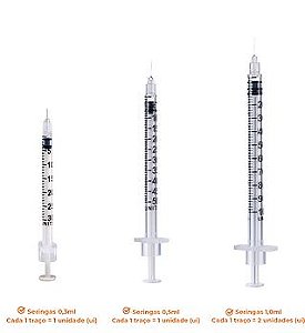 Seringa Botox Insulina SMED Agulha Fixa 32G - 10 unidades