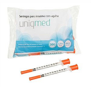 Seringa para Insulina 1mL Agulha 5mmx0.23mm - com 10 seringas - Uniqmed