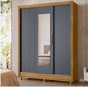 Guarda Roupa Casal 3 portas deslizante com espelho Boliva - Moval