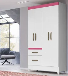 Guarda Roupa Solteiro Madri 4 Portas 2 Gavetas Várias Cores