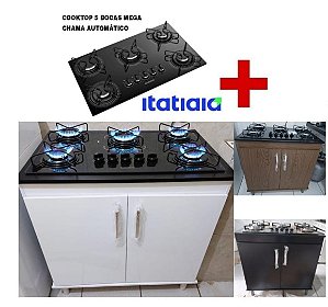kit 1 - Balcão 80cm + Cooktop Itatiaia 5 Bocas