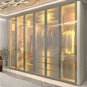Guarda Roupa em MDF Innova em vidro Reflecta com luz de LED 2.50mt Largura
