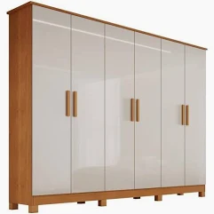 Guarda Roupa Casal 6 Portas e 4 Gavetas com Pés, em MDF Nina Bianchi - várias cores.