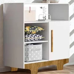 Cômoda Infantil Flocos Tigus Branco e Amadeirado