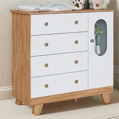 Cômoda Trocador Com Janela 4 Gavetas Pingo Quarto Bebê