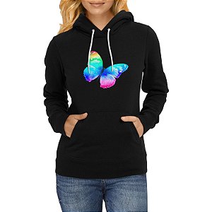 Moletom Feminino Borboleta Cores Blusa de Frio