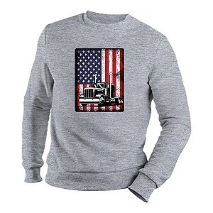 Moletom Gola Careca Redonda Caminhoneiro Caminhão Estradeiro Americano