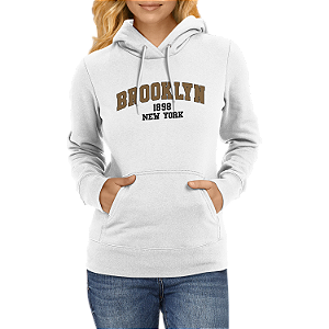 Moletom Canguru Feminino Brooklyn 1898 New York Blusa de Frio