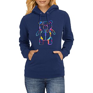 Moletom Canguru Feminino Urso Psicodelico Blusa de Frio