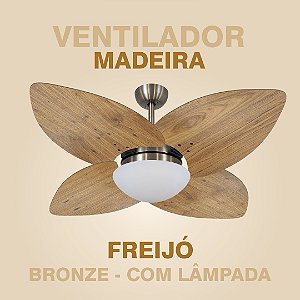 VENTILADOR MADEIRA FREIJÓ COM BRONZE