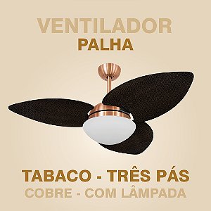 VENTILADOR PALHA TABACO COM COBRE - TRÊS PÁS