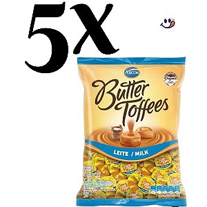 Kit 5 Bala BUTTER TOFFEES LEITE - pct. 500g
