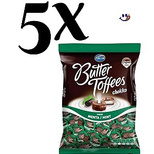 Kit 5 Bala BUTTER TOFFEES MENTA  - pct. 500g