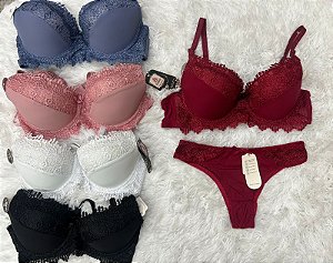 Conjunto sutiã rendado com calcinha ( cores diversas)TAM 46/XXL