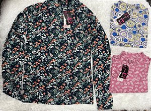 CAMISA FEMININA ESTAMPADA (GOLA ALTA E MANGA LONGA) TAM ÚNICO