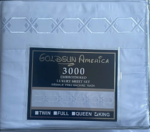 JOGO DE LENÇOL 3000 FIOS 4 PEÇAS BRANCO KING( Goldsun America)