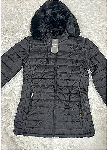 Casaco Feminino Lady com capuz ( PELUCIADA POR DENTRO/TAM G4/PRETO)