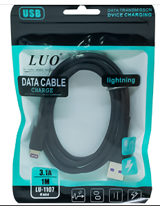 Cabo USB-A / Lightning Luo LU-1107 1 Metro (Tipo Iphone)- Preto