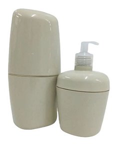 Kit de Acessorios para Banheiro com 2 pecas Argila - Sabonete Liquido/Escova KBB1/2*ARG