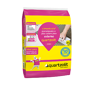Argamassa Cimento Cola Quartzolit Porcelanato e Piso Sobre Piso Externa Cinza 20kg