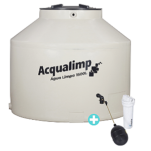 Caixa d'água de Polietileno 1500L Bege com acessórios Acqualimp Agua Limpa